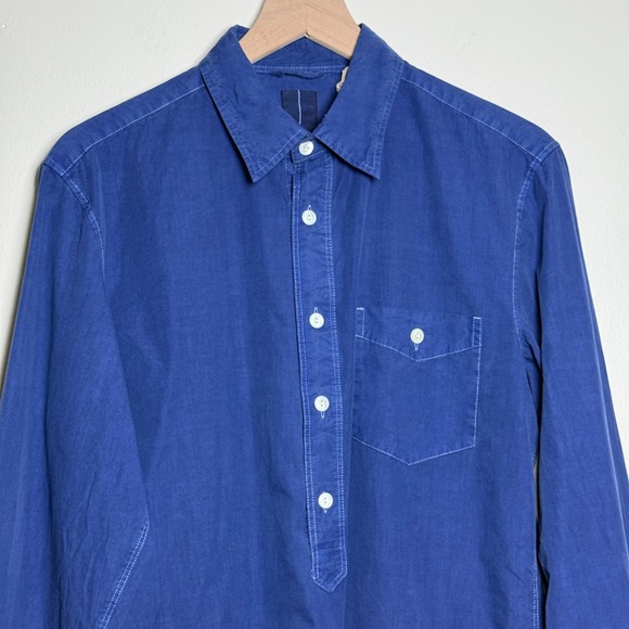 Oobe NEW Mens Shirt M Blue Charleston Popover Cotton Silk Academia Preppy Casual - Picture 5 of 8